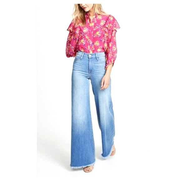 Saloni Chloe Silk Floral Blouse Top Size 4 Pink Button Front Ruffles Feminine - Picture 14 of 14